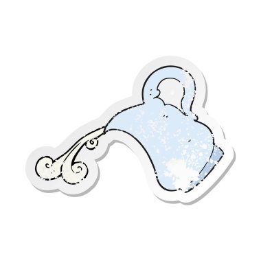 bir çizgi film süt Retro sıkıntılı etiket sürahi dökme süt