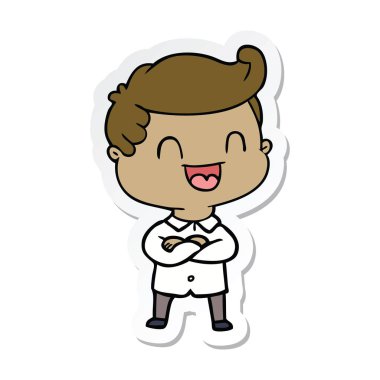 etiket karikatür mutlu bir adamın