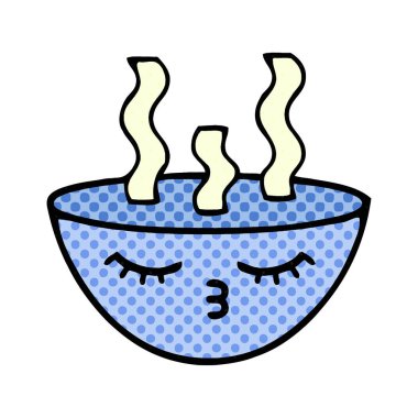 çizgi roman tarzı karikatür bir kase sıcak çorba
