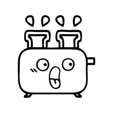Çizim karikatür bir ekmek kızartma makinesi