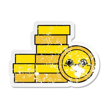 sevimli çizgi sıkıntılı etiket paralar