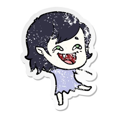 bir çizgi film gülen vampir kızın sıkıntılı etiket