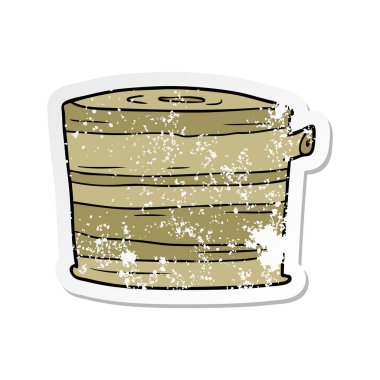 bir çizgi film ağaç kütüğü sıkıntılı etiket