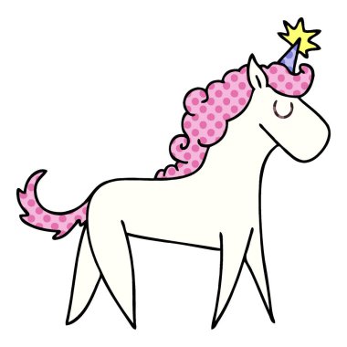 çizgi roman tarzı ilginç çizgi film tek boynuzlu at