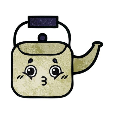 Retro grunge doku çizgi film su ısıtıcısı