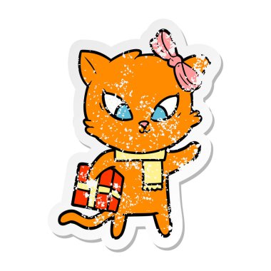 bir karikatür kedi sıkıntılı etiket