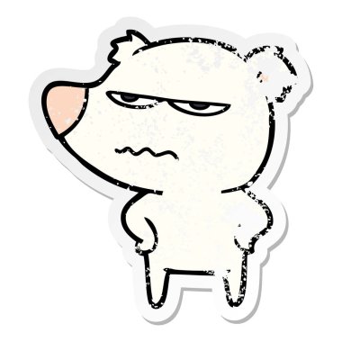 kızgın ayı kutup karikatür sıkıntılı etiket