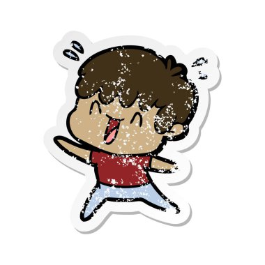 bir çizgi film gülen çocuk sıkıntılı etiket