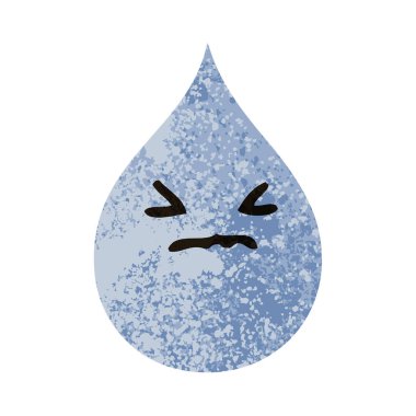 Retro illüstrasyon stil ilginç çizgi film duygusal yağmur damlası