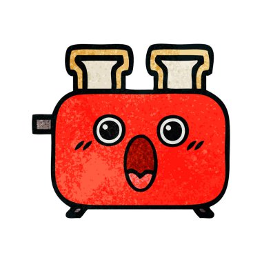 Retro grunge doku karikatür bir ekmek kızartma makinesi