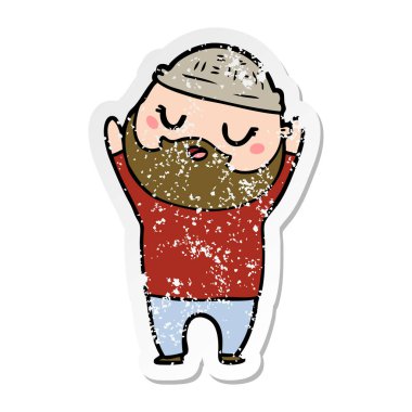 sakallı bir karikatür insanın sıkıntılı etiket