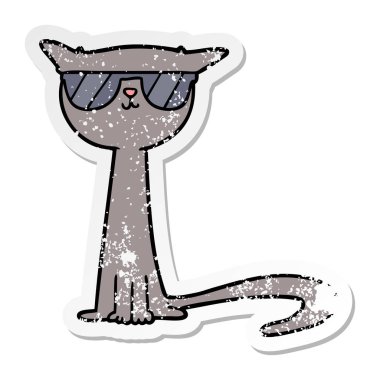 bir çizgi film serin kedi sıkıntılı etiket