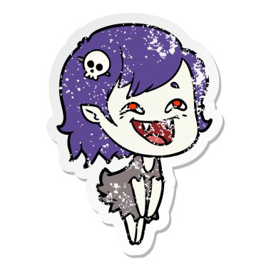 bir çizgi film gülen vampir kızın sıkıntılı etiket