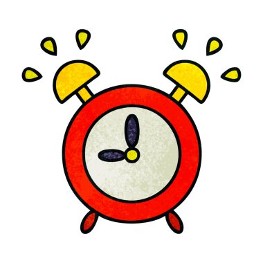 Retro grunge doku karikatür bir zil çalar saat