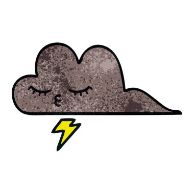 Retro grunge doku karikatür bir fırtına bulutu