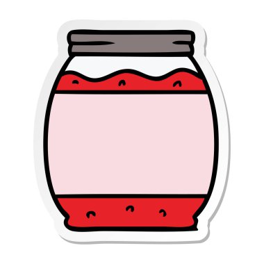 elle çizilmiş etiket karikatür doodle çilek reçeli