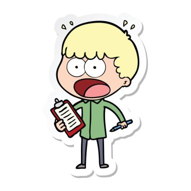 etiket bir karikatür dostum Pano ve kalem ile şok