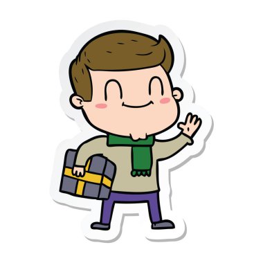 etiket xmas hediye ile bir çizgi film dostça adam