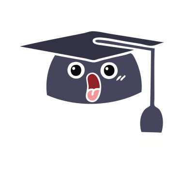 düz renk retro karikatür mezuniyet şapka