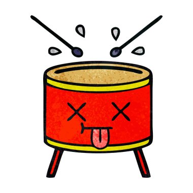 Retro grunge doku karikatür bir davul