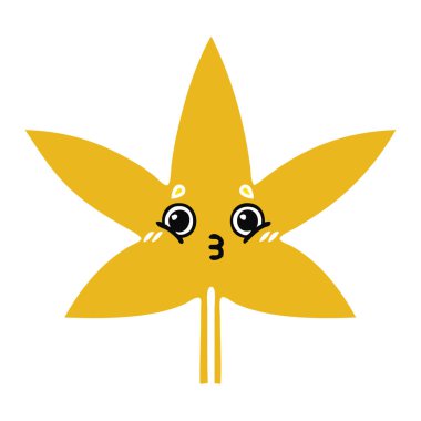 düz renk sonbahar yaprak retro çizgi film