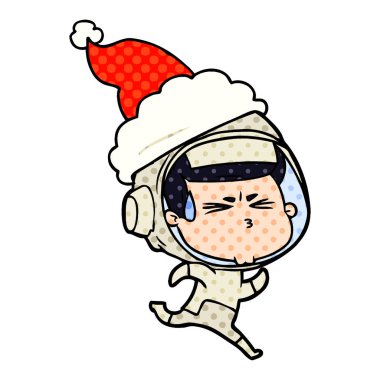 stresli bir astronot sa giyen çizgi roman tarzı gösteren resim