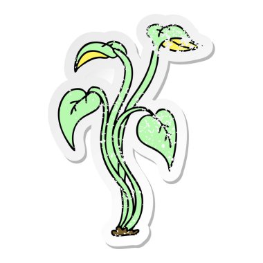 ilginç bir el sıkıntılı etiket karikatür bitki çizilmiş