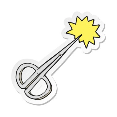 bir çizgi film tırnak makası etiket