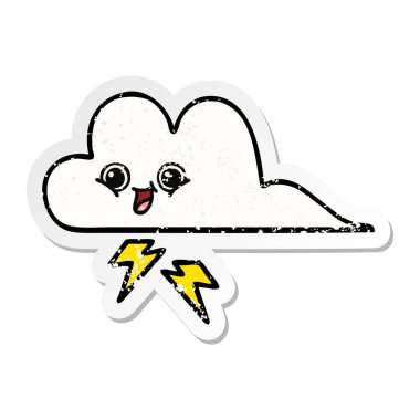 sevimli çizgi fırtına bulutu sıkıntılı etiket