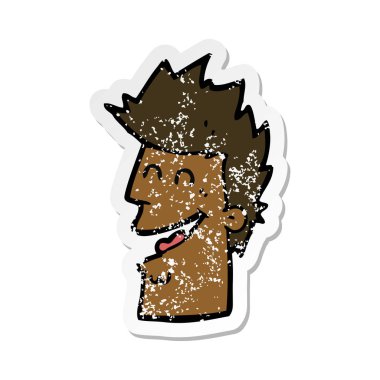 karikatür mutlu bir adamın Retro sıkıntılı etiket