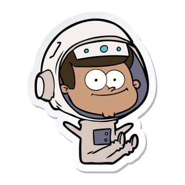 mutlu astronot çizgi film etiketi