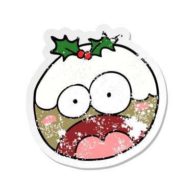 Şe puding bir karikatür sıkıntılı sticker şok