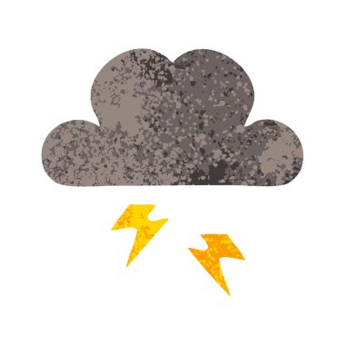 Retro illüstrasyon tarzı çizgi film fırtına bulutu