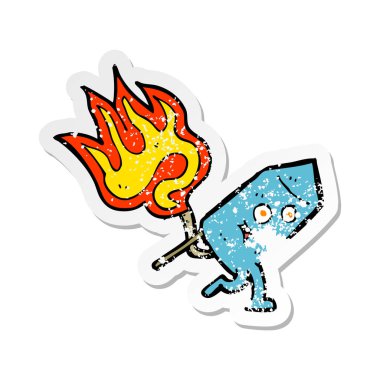 bir çizgi film komik havai fişek karakteri Retro sıkıntılı etiket