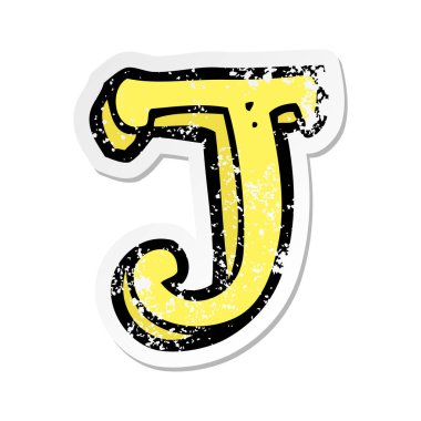 bir çizgi film mektup J Retro sıkıntılı etiket