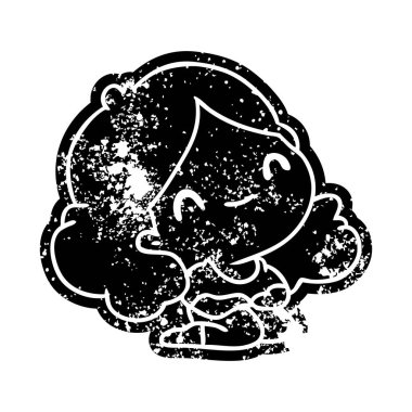 Grunge simgesi bir şirin kawaii kız