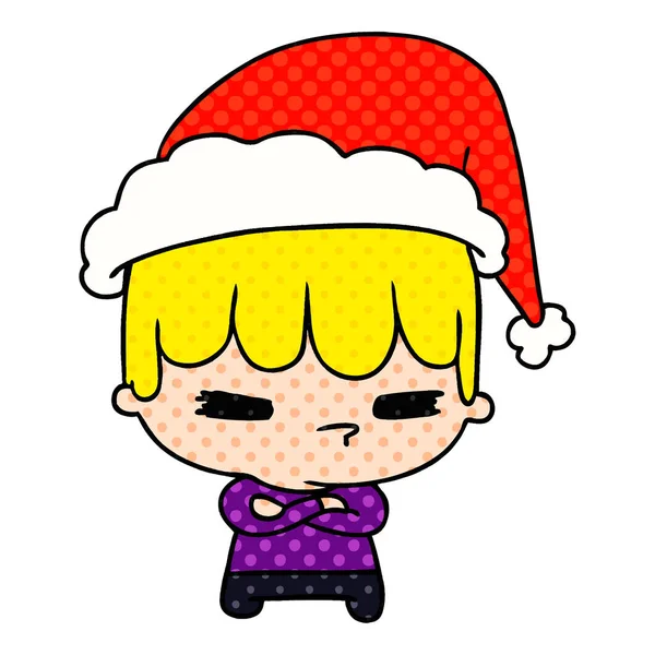 Weihnachtscartoon von kawaii boy — Stockvektor