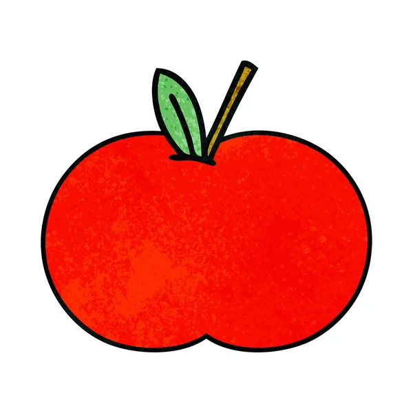 Rétro grunge texture dessin animé pomme rouge — Image vectorielle