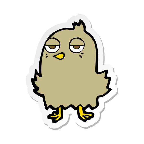 Pegatina de un pájaro aburrido de dibujos animados — Vector de stock