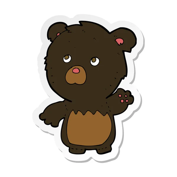 Autocollant d'un ours en peluche noir dessin animé — Image vectorielle