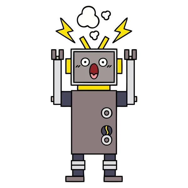 Niedliche Karikatur fehlfunktionierender Roboter — Stockvektor