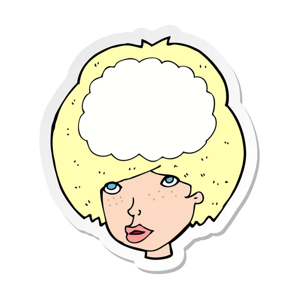 Sticker of a cartoon empty headed woman — Stock Vector