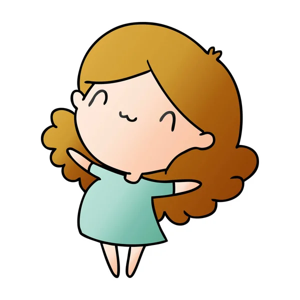 一个可爱的可爱的可爱的女孩梯度卡通 — 图库矢量图片