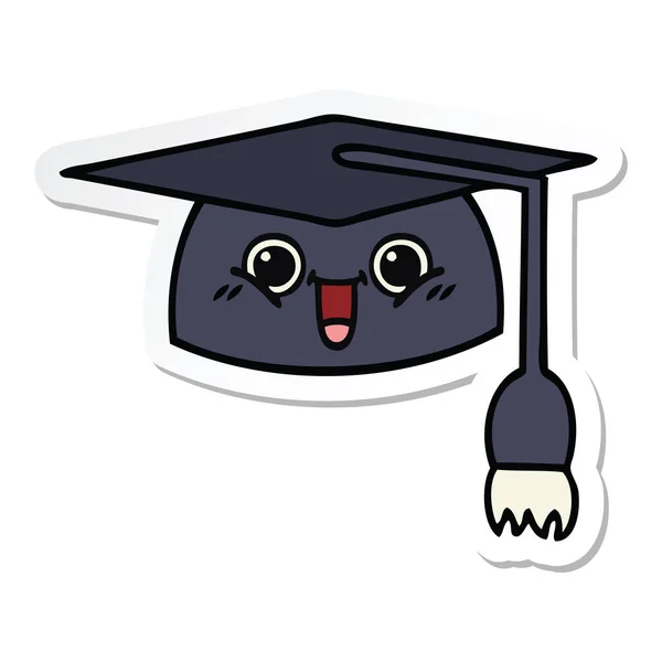 Adesivo di un cappello carino fumetto graduazione — Vettoriale Stock
