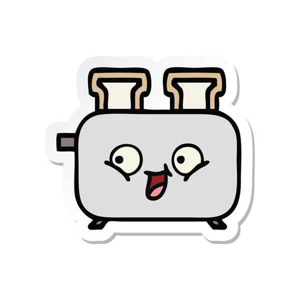 토스터의 귀여운 만화 스티커 — 스톡 벡터