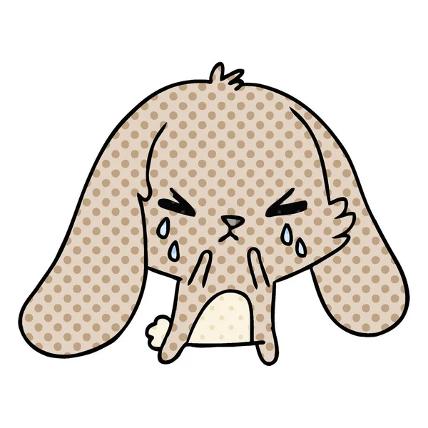 Cartone animato di simpatico coniglietto triste kawaii — Vettoriale Stock