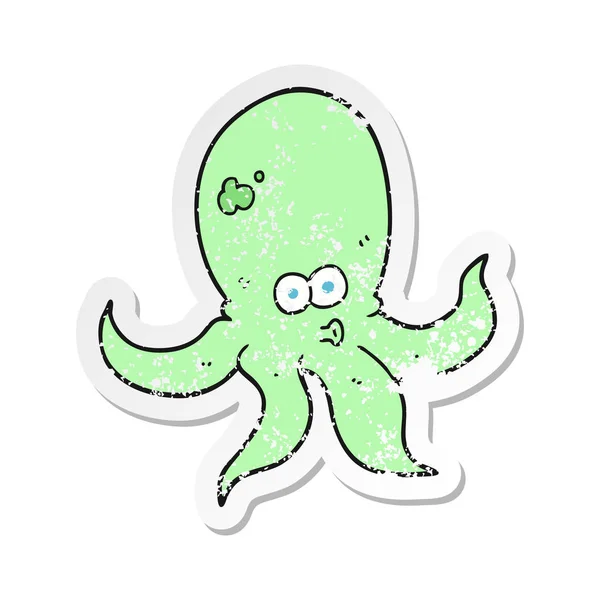 Retro noodlijdende sticker van een cartoon octopus — Stockvector