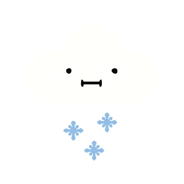 Nube de nieve de dibujos animados retro de color plano — Vector de stock