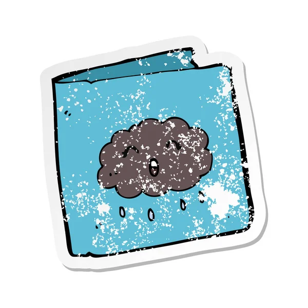 Autocollant en détresse rétro d'une carte de dessin animé avec motif nuage — Image vectorielle