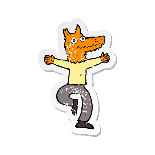 Retro Distressed Nálepka Karikatura Člověka Fox — Stockový vektor